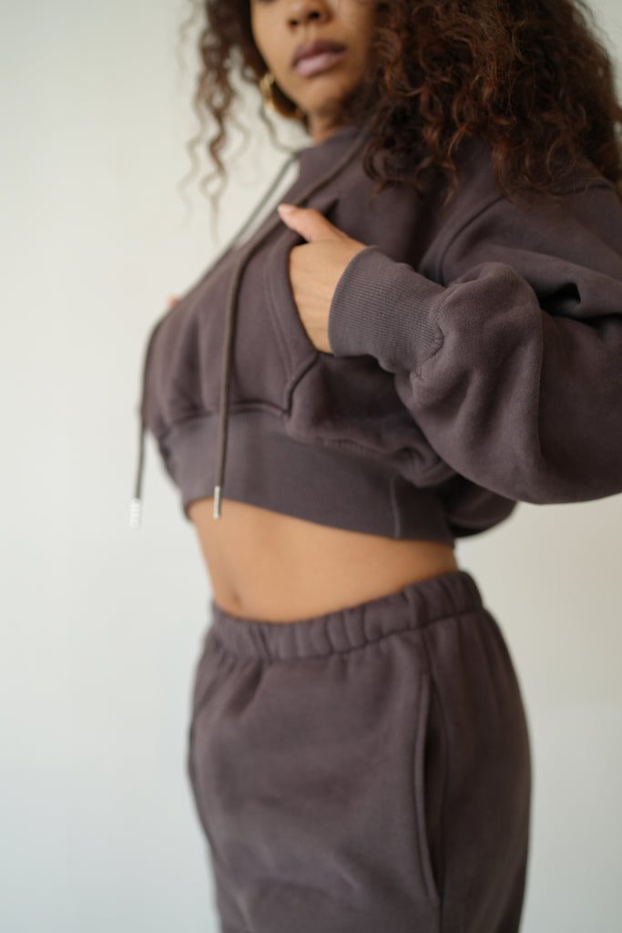 Chocolate Cropped Hoodie