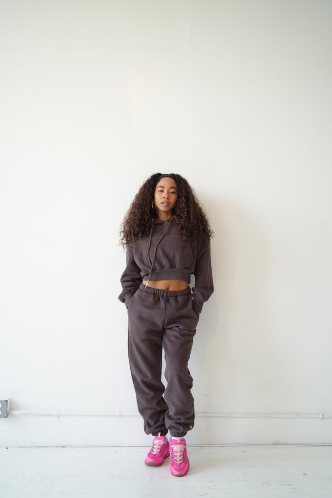 Chocolate Cropped Hoodie